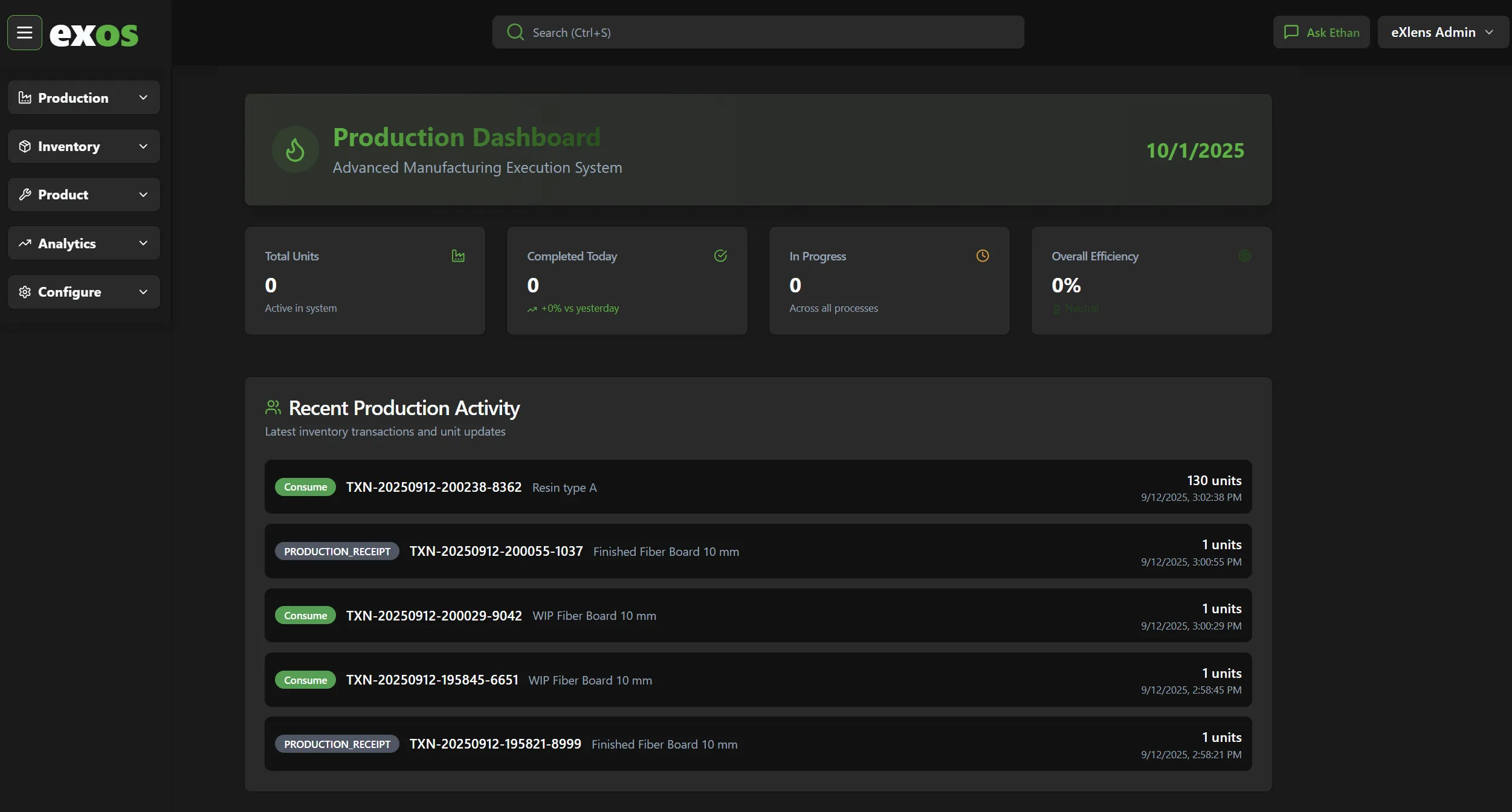 eXOS Home - Holistic Factory Management